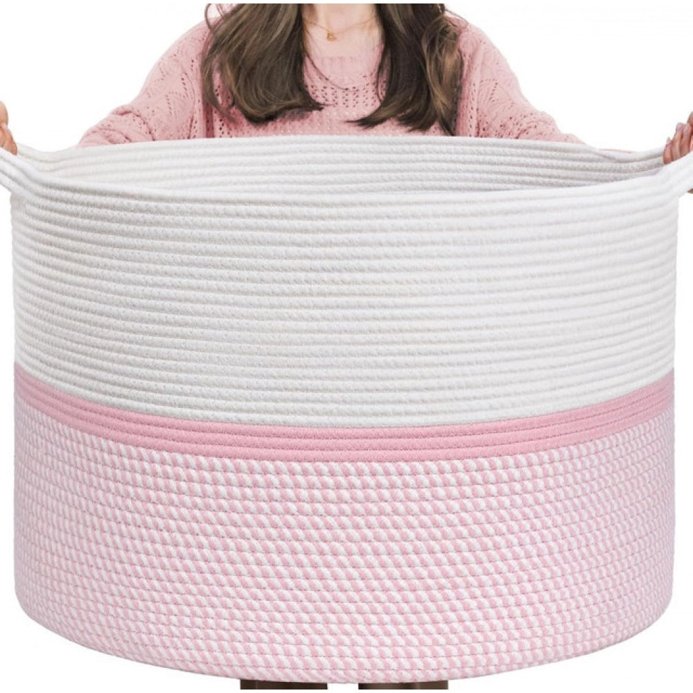 Cotton Dori 16X14 Inch Storage Basket For Clothes With Out Lid