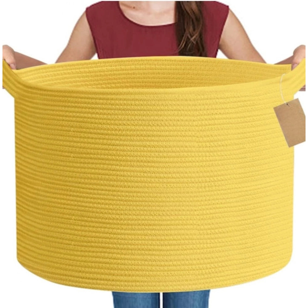 Cotton Pack Of_1 14X12 Inch Storage Basket For Clothes With Ou