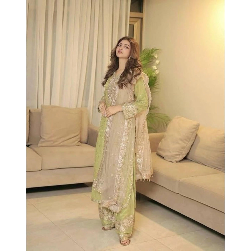 Women'S Silk Embroidered 3/4Th Sleeve Round Readymade Kurti Wi