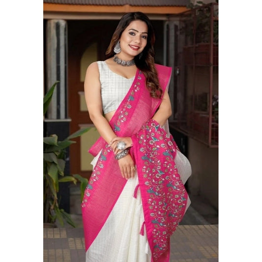 Women'S Cotton Silk Printed Saree With Unstitched Blouse 5.5Mt