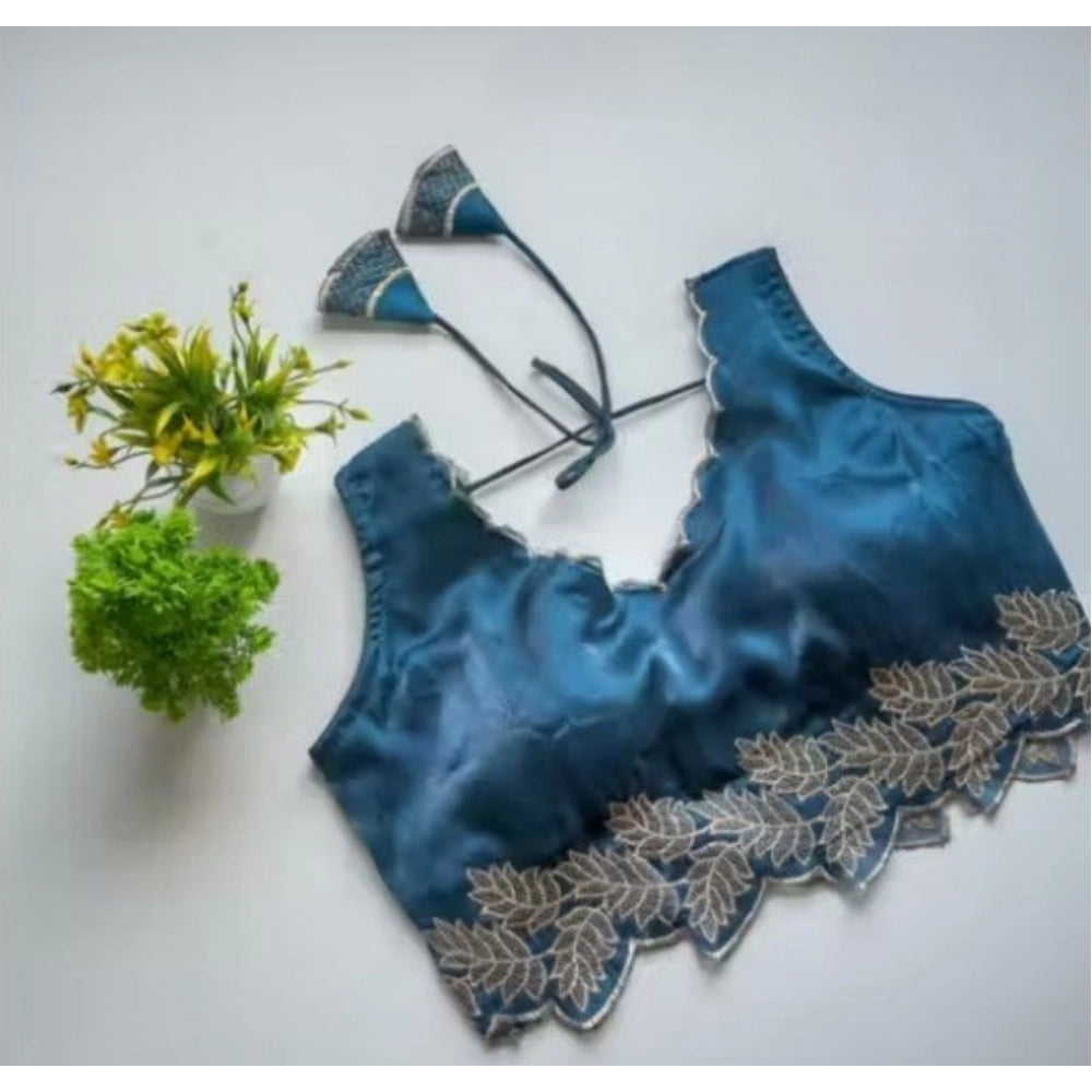 Women'S Silk Embroidered Sweetheart Neck Sleeveless Readymade