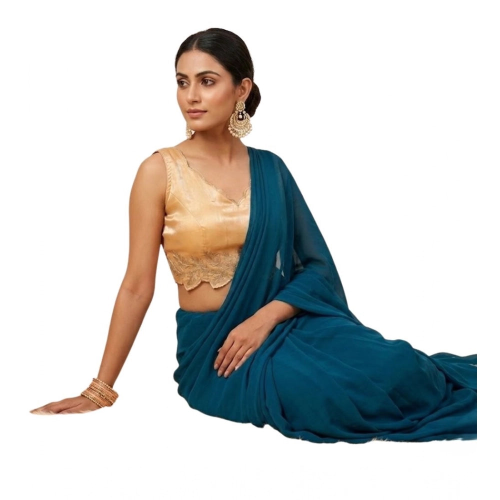 Women'S Silk Embroidered Sweetheart Neck Sleeveless Readymade