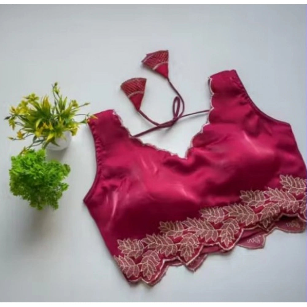 Women'S Silk Embroidered Sweetheart Neck Sleeveless Readymade