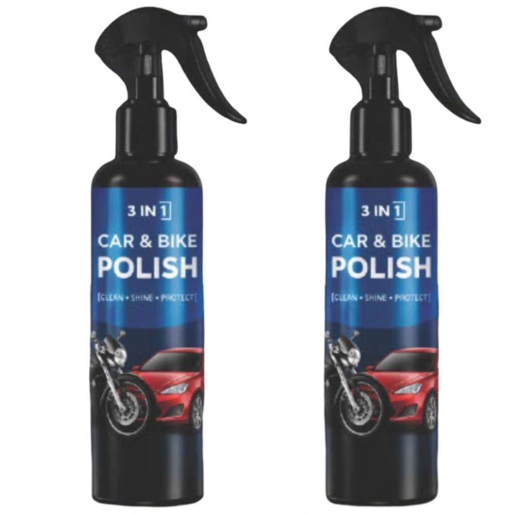 Pack Of 2 3-In-1 Car And Bike Polish Spray Bottles 100 Ml