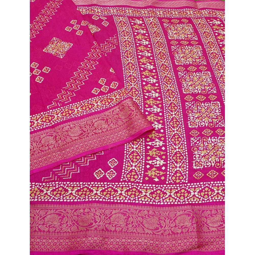 Women'S Cotton Silk Printed Saree With Unstitched Blouse 5.5Mt