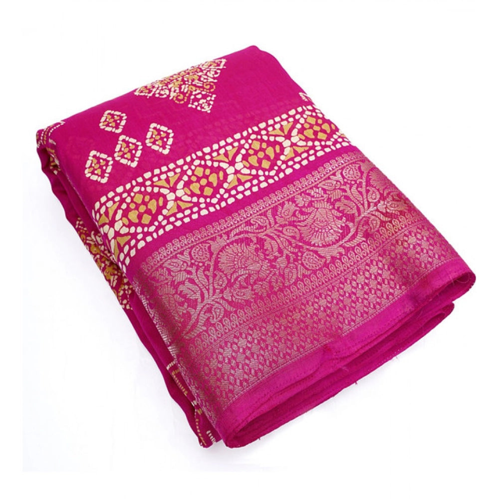 Women'S Cotton Silk Printed Saree With Unstitched Blouse 5.5Mt
