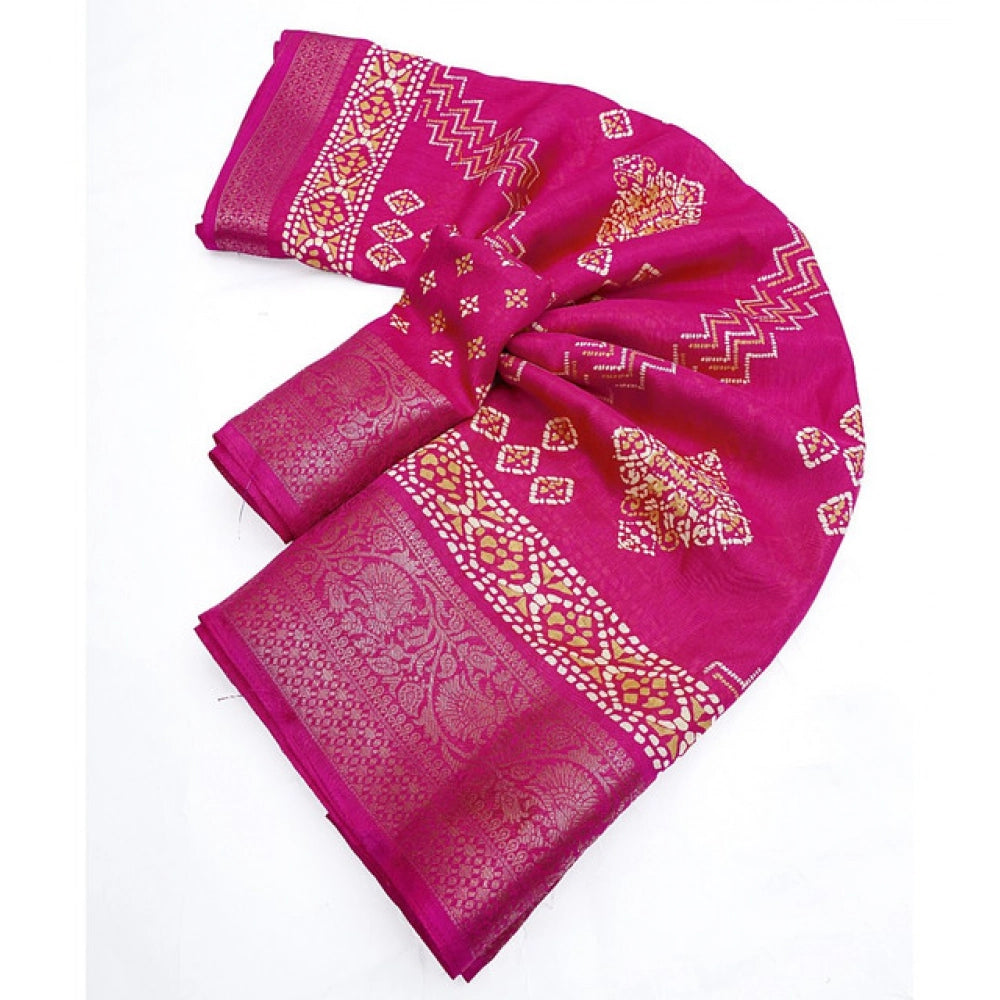 Women'S Cotton Silk Printed Saree With Unstitched Blouse 5.5Mt
