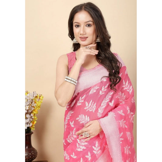 Women'S Art Silk Jacquard Printed Saree With Unstitched Blouse