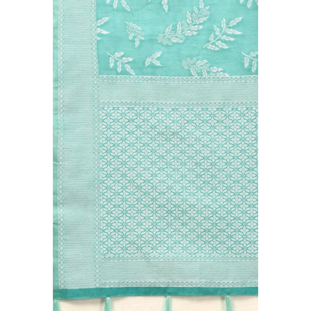 Women'S Art Silk Jacquard Printed Saree With Unstitched Blouse