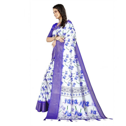 Women'S Cotton Silk Floral Printed Saree With Unstitched Blous