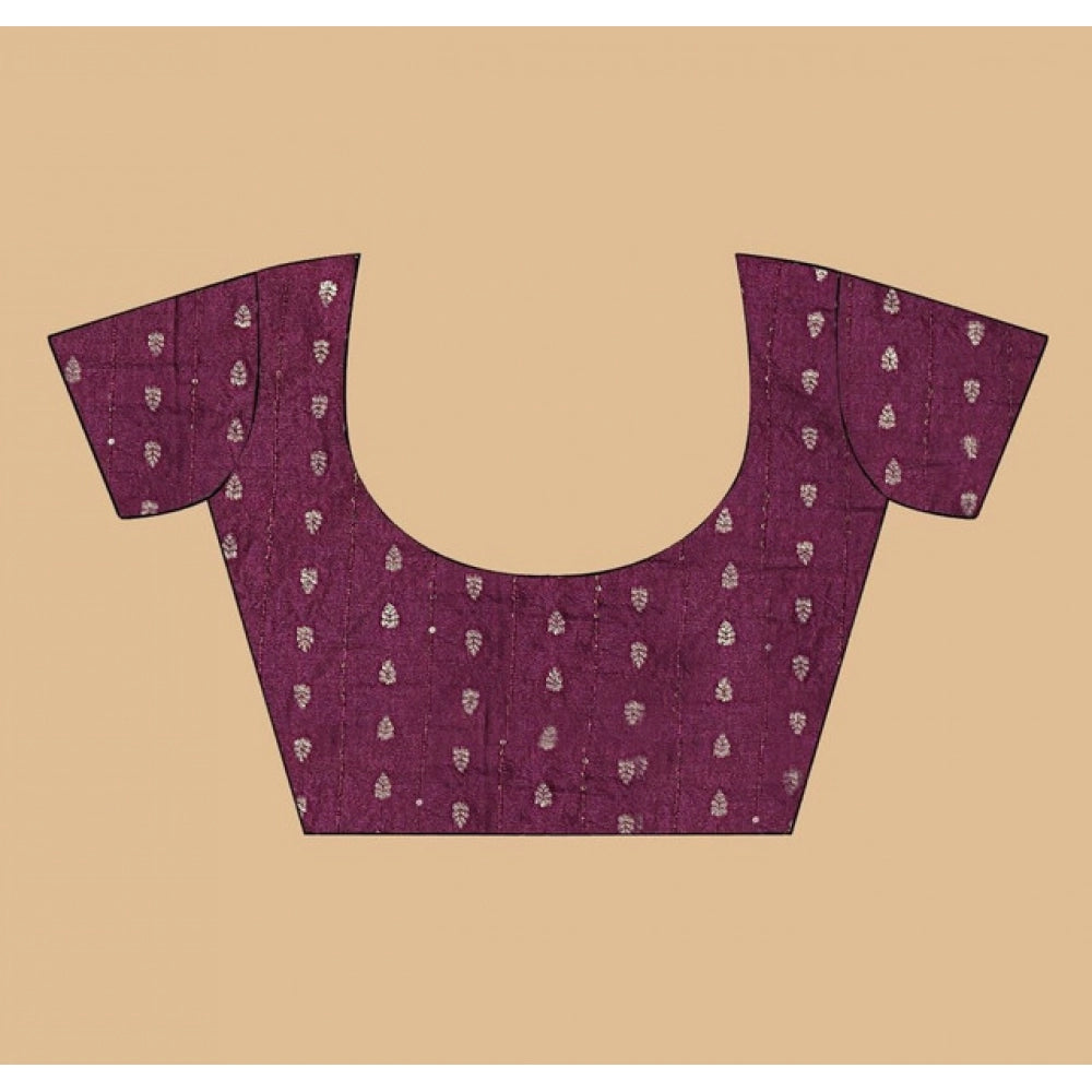 Women'S Cotton Blend Checkered Saree With Unstitched Blouse 5.