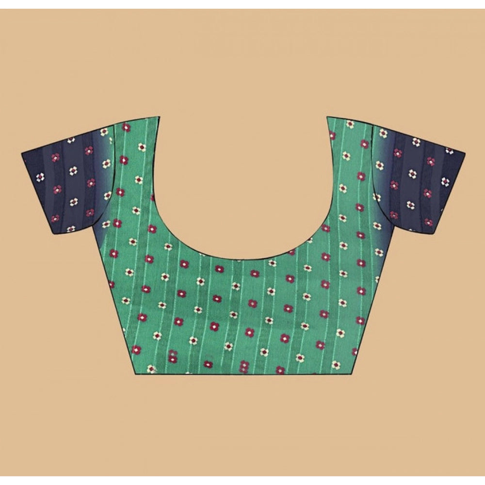 Women'S Art Silk Printed Saree With Unstitched Blouse 5.5Mtr (
