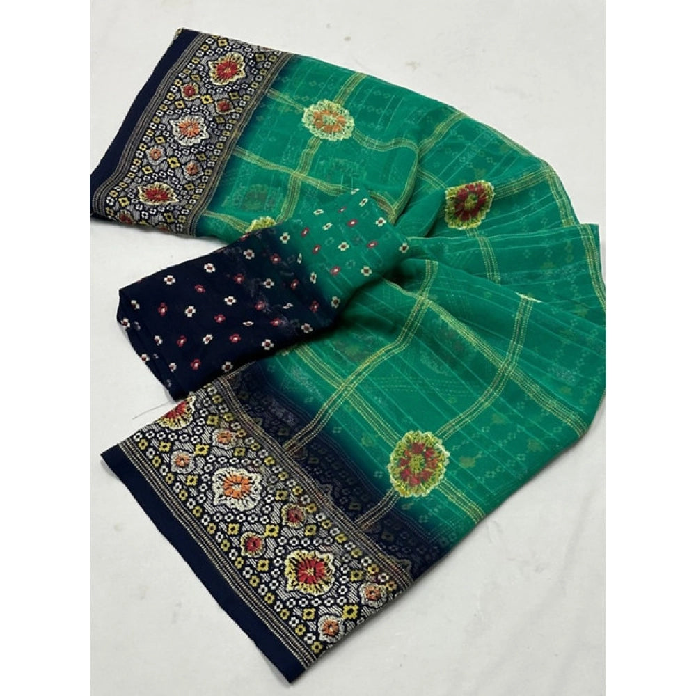 Women'S Art Silk Printed Saree With Unstitched Blouse 5.5Mtr (
