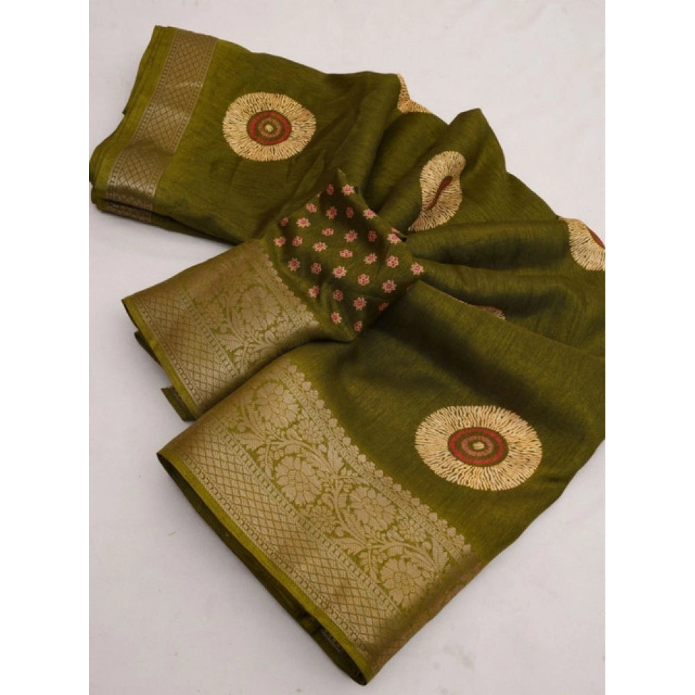Women'S Art Silk Printed Saree With Unstitched Blouse 5.5Mtr (