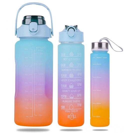 3 Pcs Motivational Leakproof Tritan Water Bottles - Multicolor