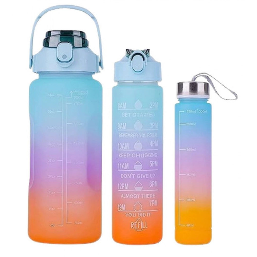 3 Pcs Motivational Leakproof Tritan Water Bottles - Multicolor