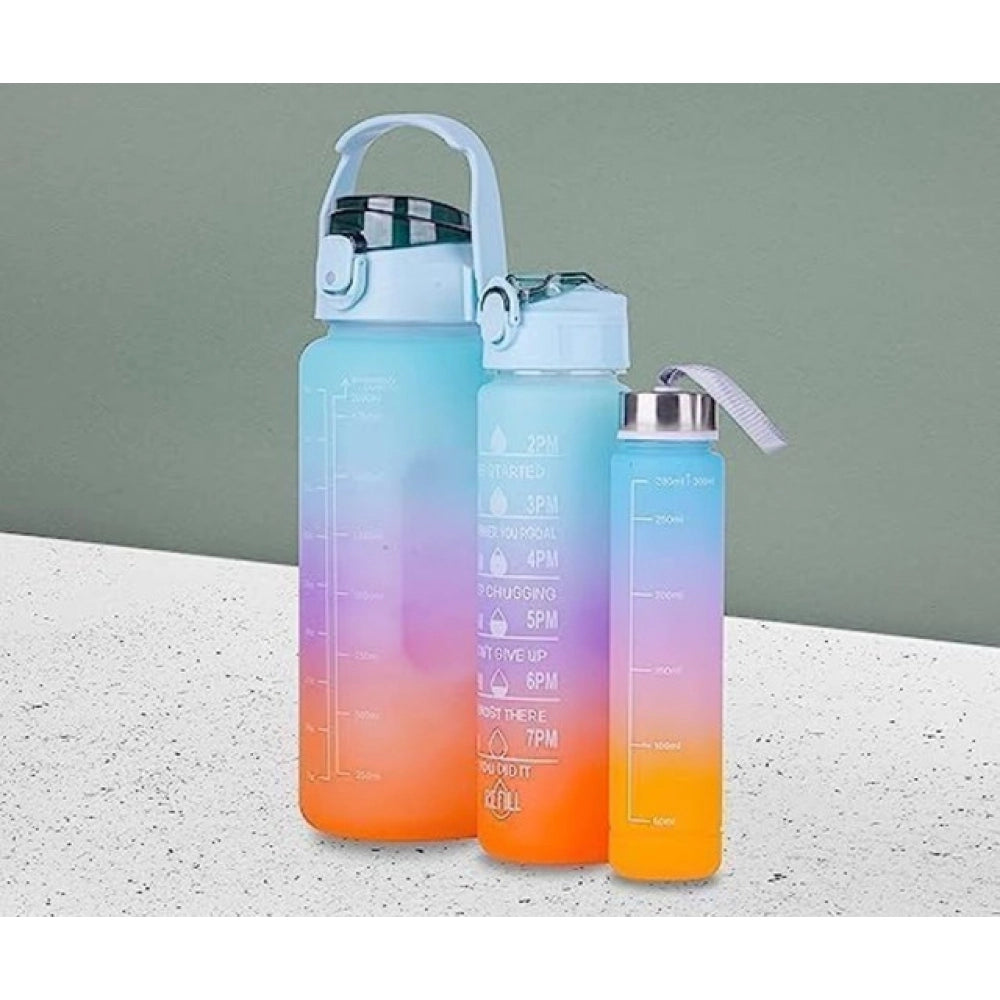 3 Pcs Motivational Leakproof Tritan Water Bottles - Multicolor