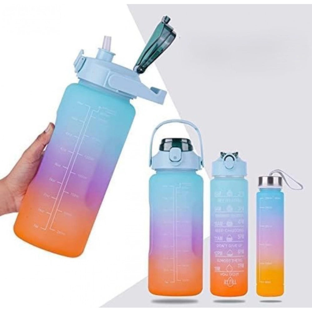 3 Pcs Motivational Leakproof Tritan Water Bottles - Multicolor