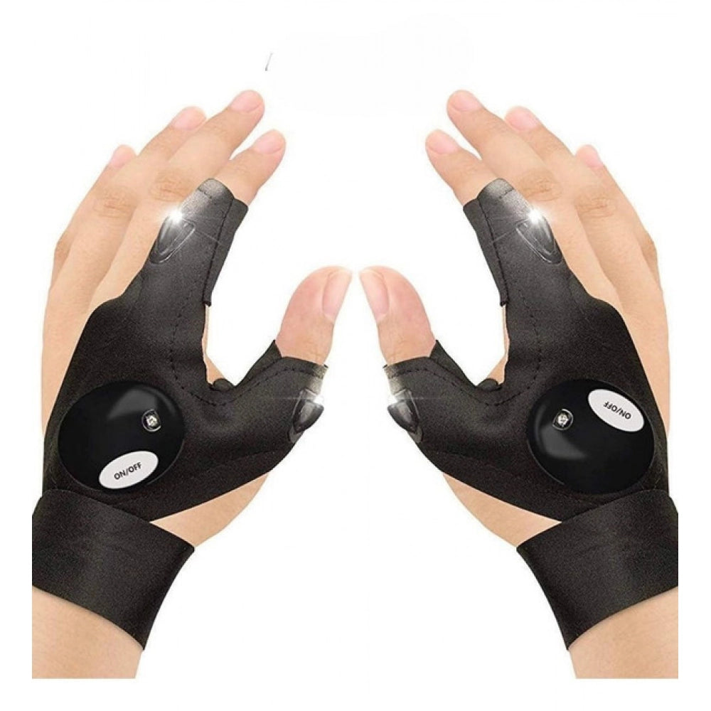 LED Flashlight Gloves - Pack of 2, Black