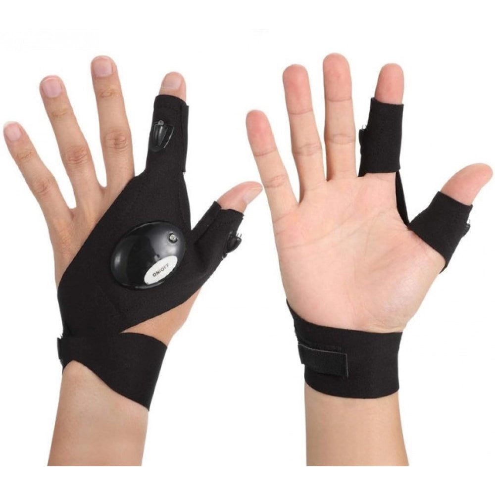 LED Flashlight Gloves - Pack of 2, Black