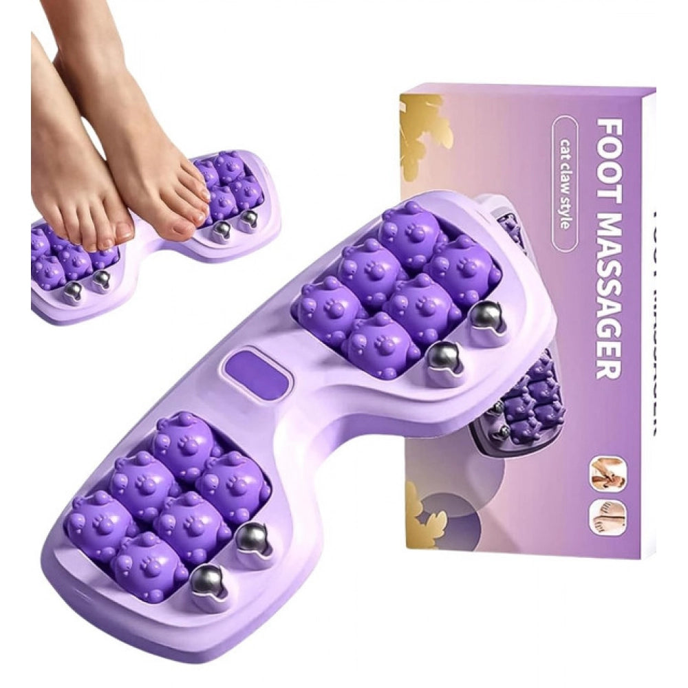 Portable Double Foot Massage Roller - Pack of 2, Purple