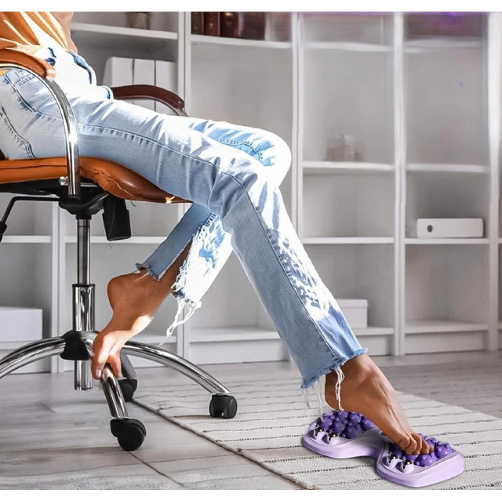 Portable Double Foot Massage Roller - Pack of 2, Purple