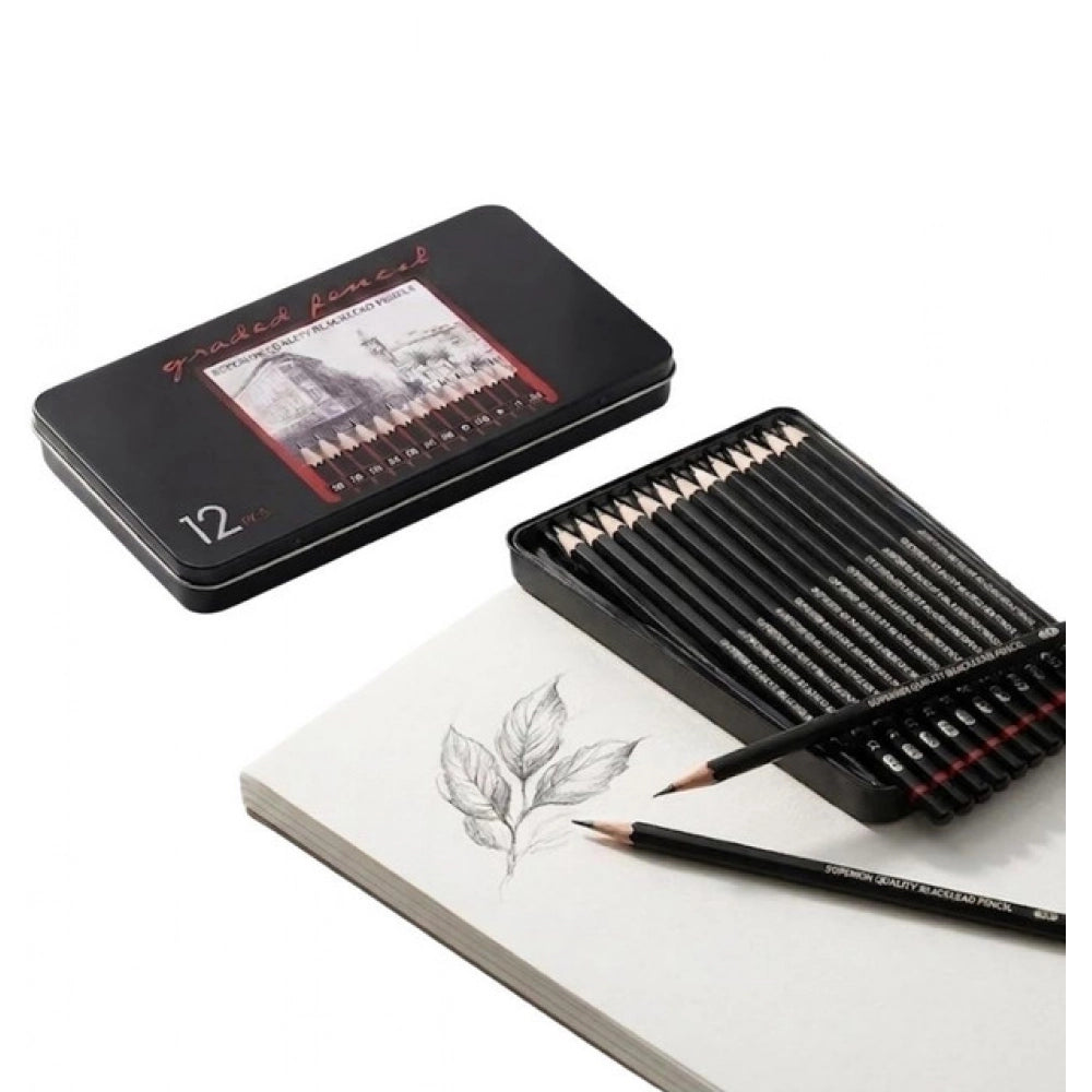12 pcs Art Pencil Kit Set - Pack of 2, Black
