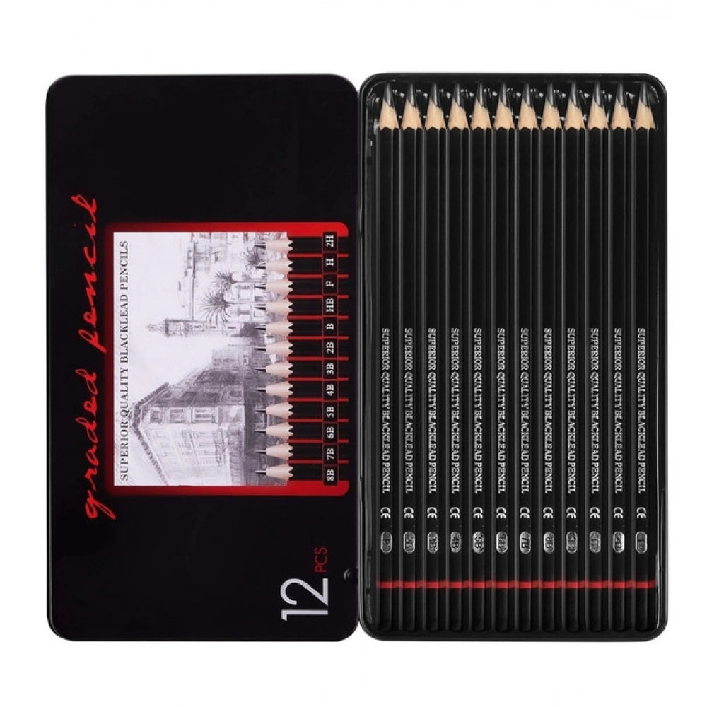 12 pcs Art Pencil Kit Set - Pack of 2, Black