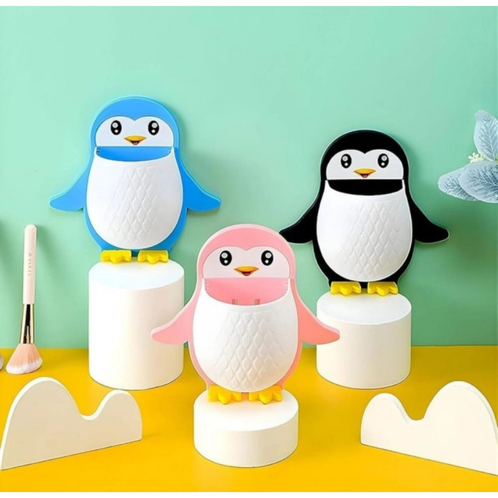 Wall Mounted Penguin Design Toothpaste Holder - Pack of 3, Multicolor