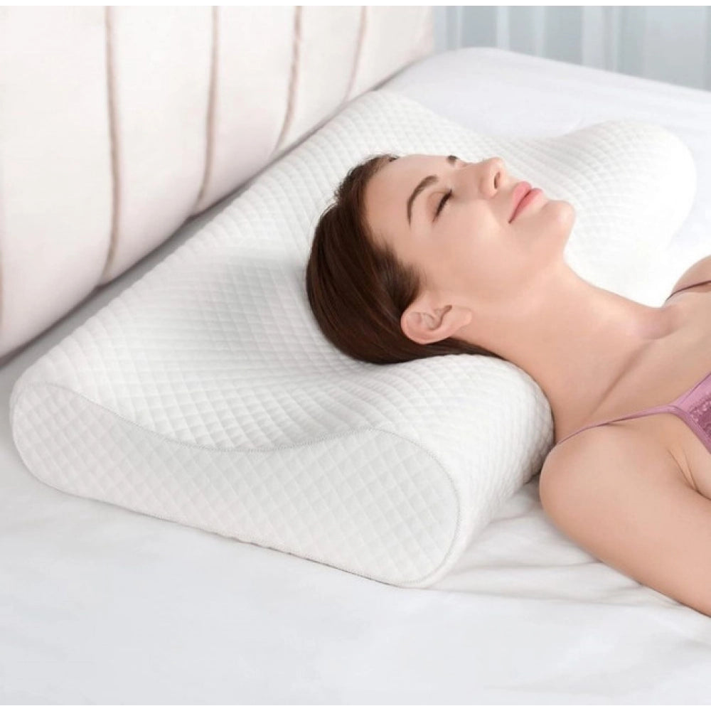 Memory Foam Orthopedic Neck Pillow - White