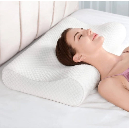 Memory Foam Orthopedic Neck Pillow - White