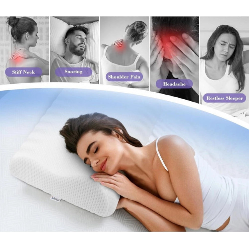 Memory Foam Orthopedic Neck Pillow - White