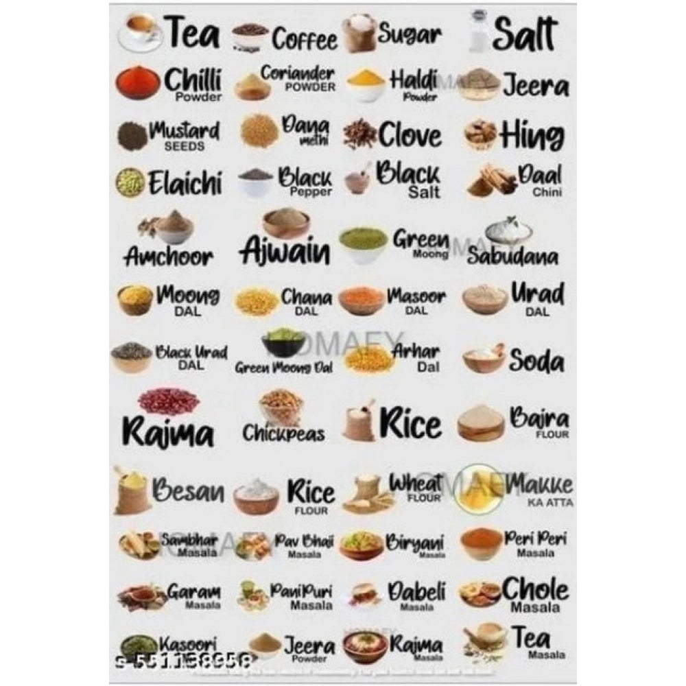 Kitchen Masala Sticker - Pack of 3, Multicolor
