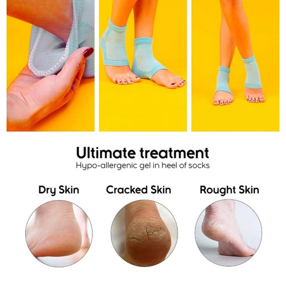 Half Gel Cotton Heel Socks - Pack of 2, Blue