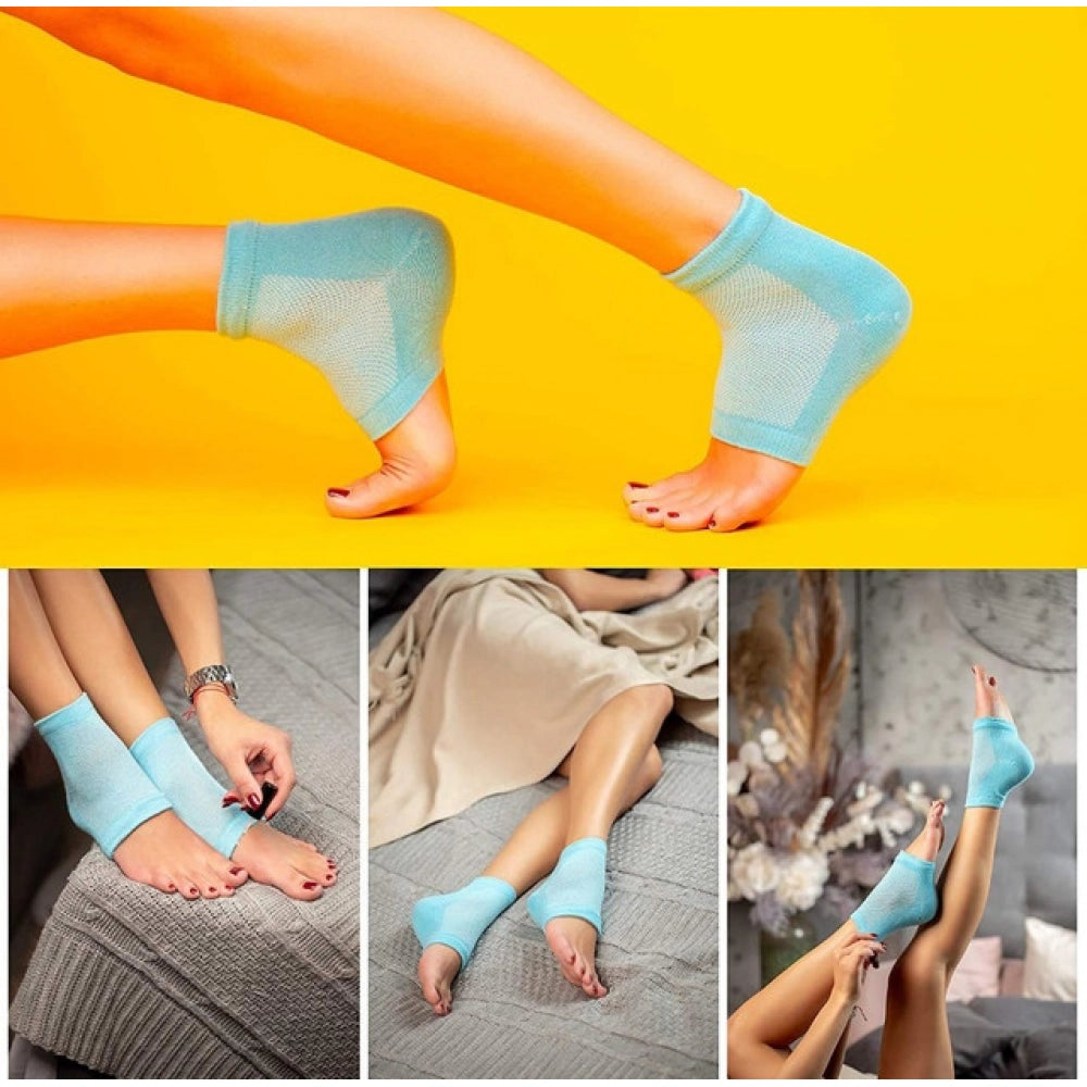 Half Gel Cotton Heel Socks - Pack of 2, Blue