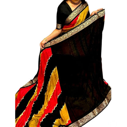 Women's Dola Silk Embellished Saree With Unstitched Blouse 5.5Mtr (Multicolor)