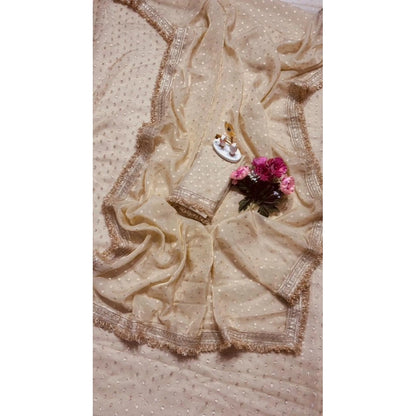 Women's Silk Embellished Saree With Unstitched Blouse 5.5Mtr (Beige)