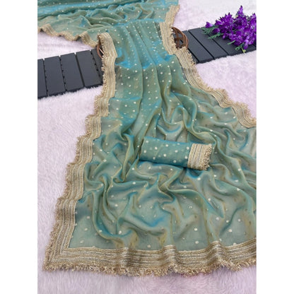 Women's Silk Embellished Saree With Unstitched Blouse 5.5Mtr (Green)