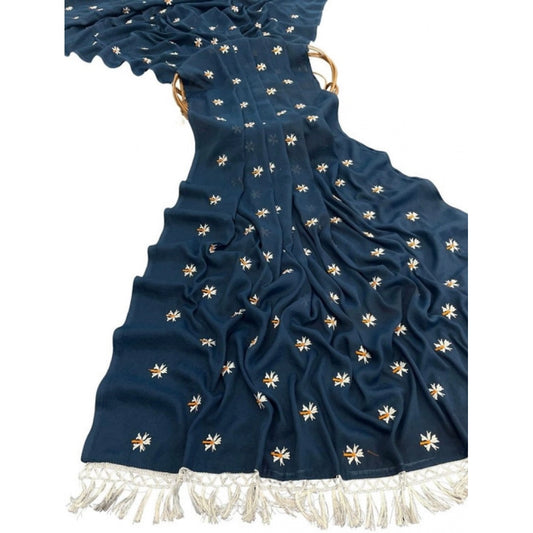 Women's Georgette Embellished Saree With Unstitched Blouse 5.5Mtr (Navy)