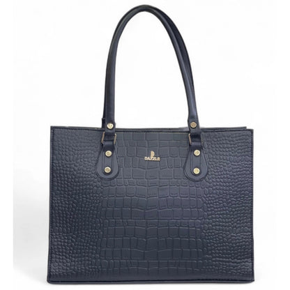 Women's Polyurethane Croco Shoulder Tote Bag (Black)