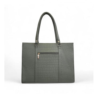 Women's Polyurethane Croco Shoulder Tote Bag (Green)