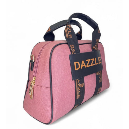 Women's Polyurethane Textured Duffle Bag with Adjustable &amp; Removable Strap (Pink)
