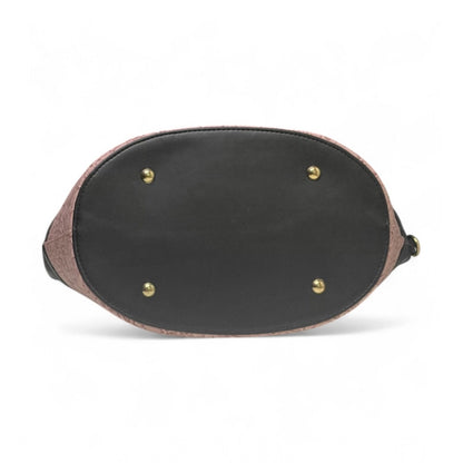 Women's Polyurethane Textured Two-Tone Tote Handbag with Adjustable &amp; Removable Strap (Purple)