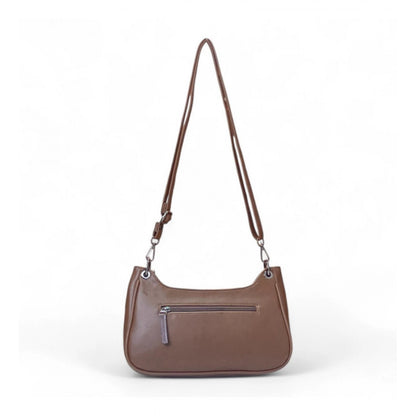 Women's Polyurethane Floral Embroidered Crossbody Sling Bag with Adjustable &amp; Removable Strap (Brown)