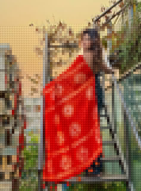 Women's Linen Printed Saree With Unstitched Blouse - 5.5 Mtr (Teal-Orange)