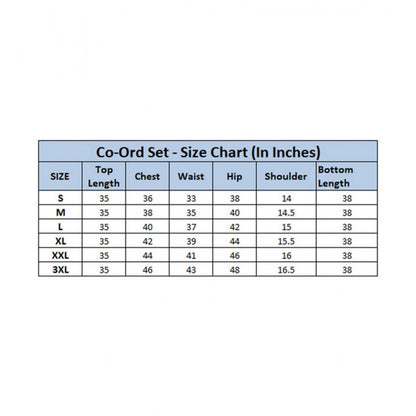 Women's Polyester Colour Blocking 3-4th Sleeve Co-Ord Set (Multicolor)